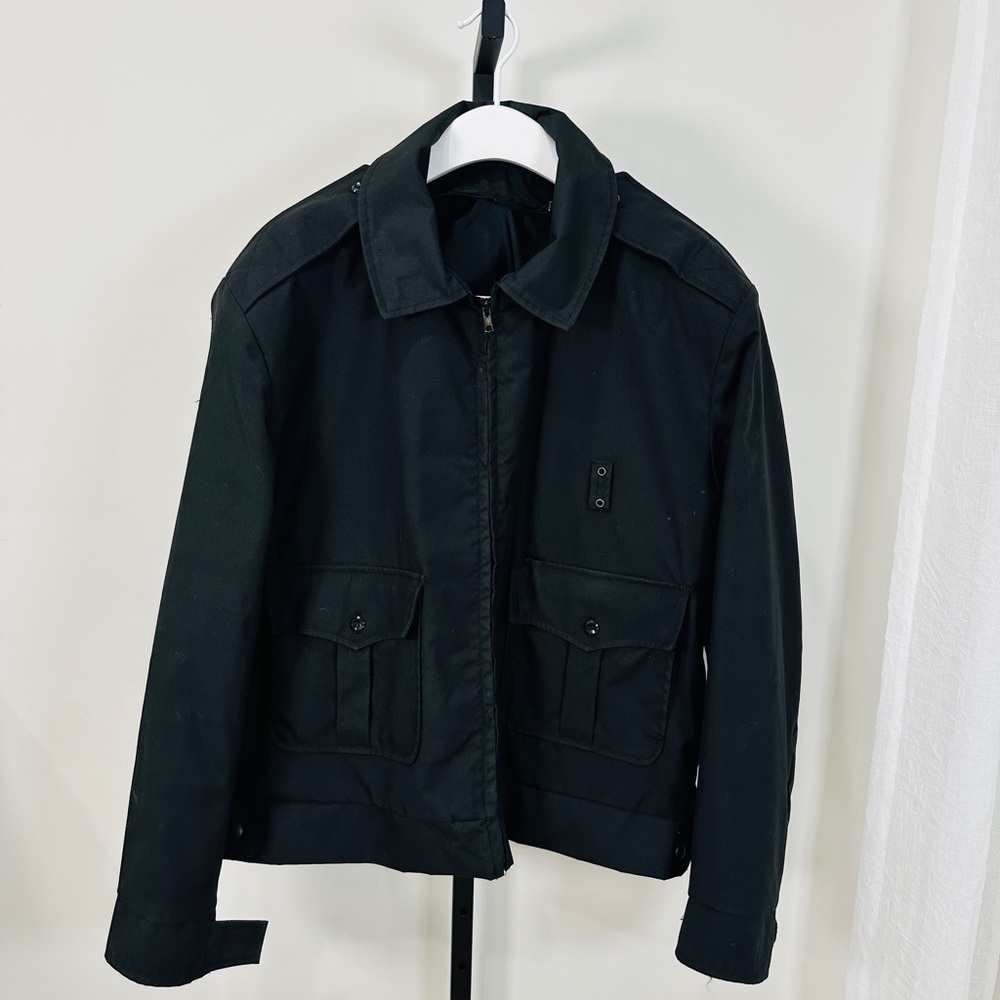 Vintage Black Nylon Military Field Jacket Size 46R